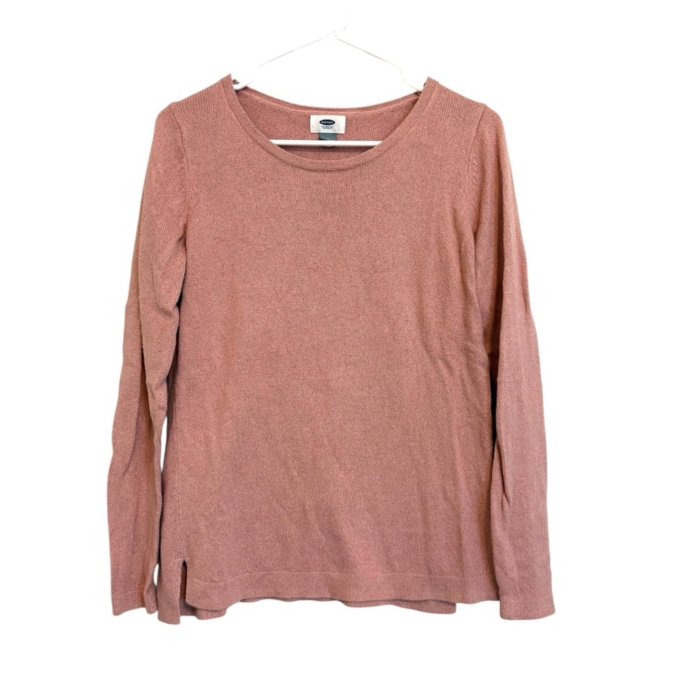 2/$15 Old Navy Pink Shimmer Knit Sweater Medium Long Sleeve Lightweight Pullover